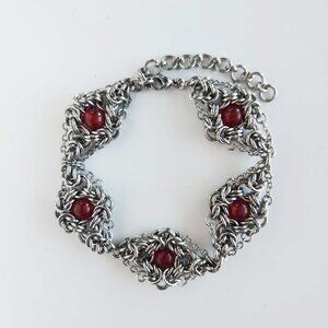 Vintage victorian goth style red quartz and silver bracelet